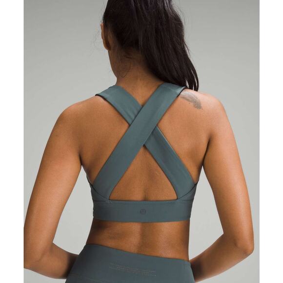 Lululemon lululemon lab Nulu Cross-Back Yoga Sports Bra Sea Steel Teal Size 6 - Picture 2 of 6